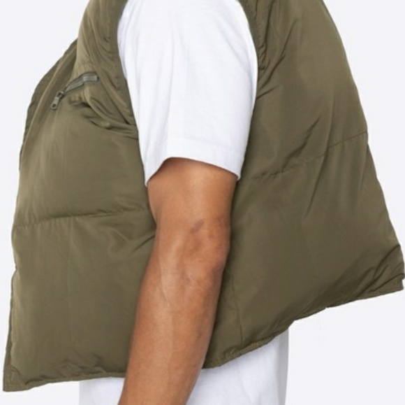 Olive Reversible Puffer Vest - Picture 2 of 3